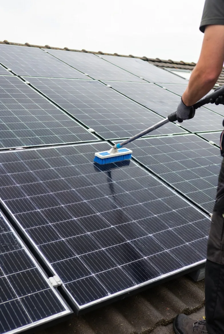 Reinigung von Solarmodulen auf Einfamilienhaus in Augsburg-Haunstetten